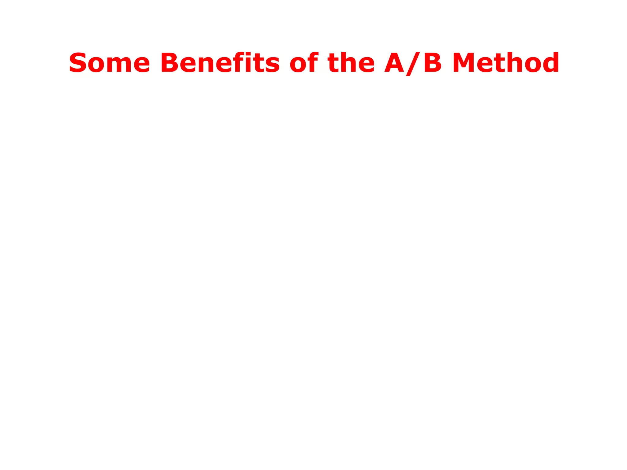 Some Benefits of the A/B Method 