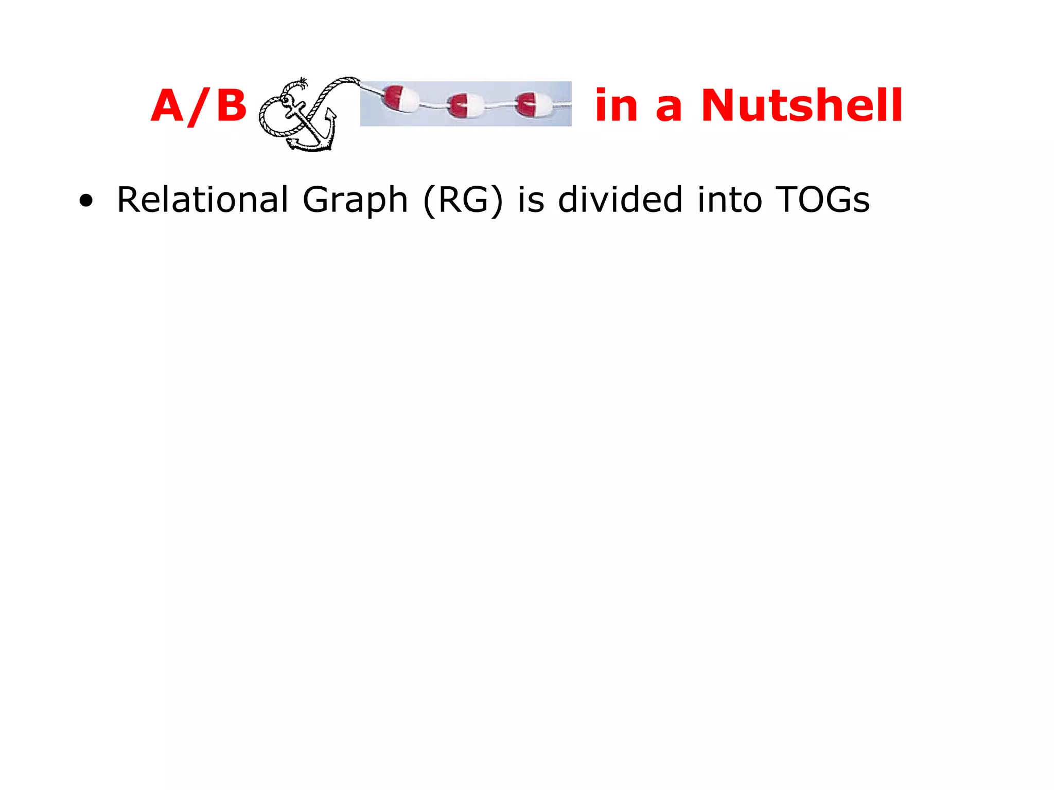Relational Graph (RG) is divided into TOGs A/B  in a Nutshell 