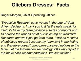 Kevin Hillstrom, President, MineThatData
(http://blog.minethatdata.com)
125
Gliebers Dresses: Facts
Roger Morgan, Chief Op...