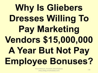 Kevin Hillstrom, President, MineThatData
(http://blog.minethatdata.com)
138
Why Is Gliebers
Dresses Willing To
Pay Marketi...
