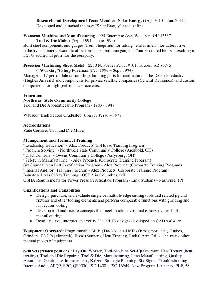 resume tool bules penantly co
