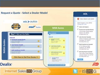 Request a Quote - Select a Dealer Model               AOL




                                          MSN Autos
 NADA Guides
 