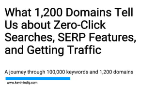 www.kevin-indig.com
What 1,200 Domains Tell
Us about Zero-Click
Searches, SERP Features,
and Getting Traffic
A journey through 100,000 keywords and 1,200 domains
 