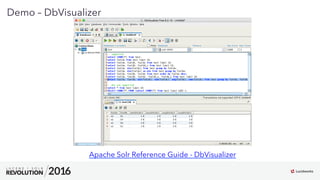 18
01
Demo – DbVisualizer
Apache Solr Reference Guide - DbVisualizer
 