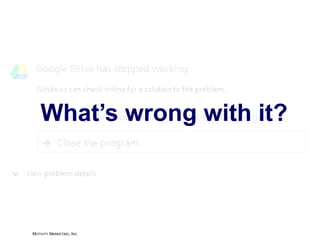 What’s wrong with it?

14
MOTIVITY MARKETING, INC.

 