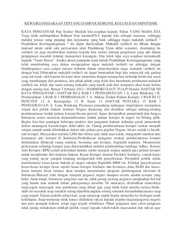 Kewarganegaraan Tentang Dampak Korupsi