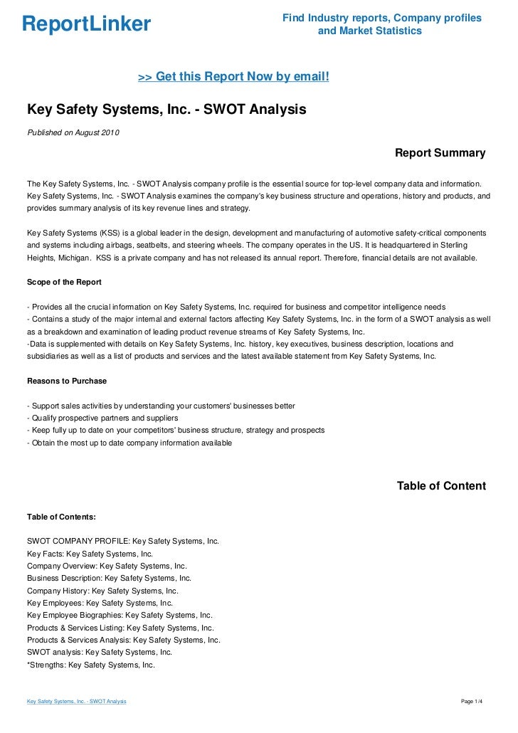 Key Safety Systems, Inc. SWOT Analysis