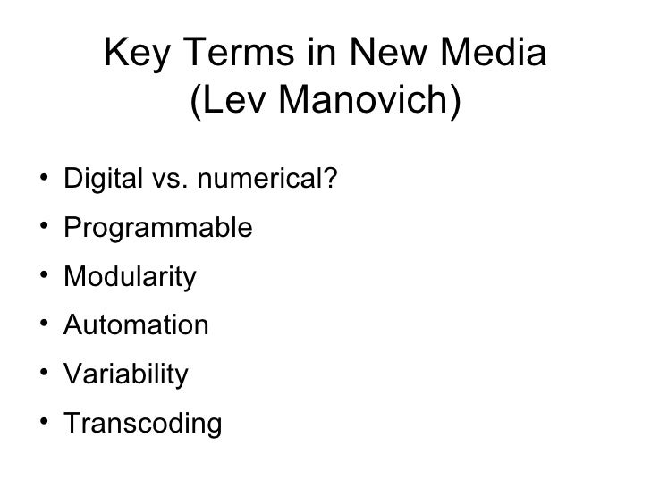 Key Terms for New Media Studies