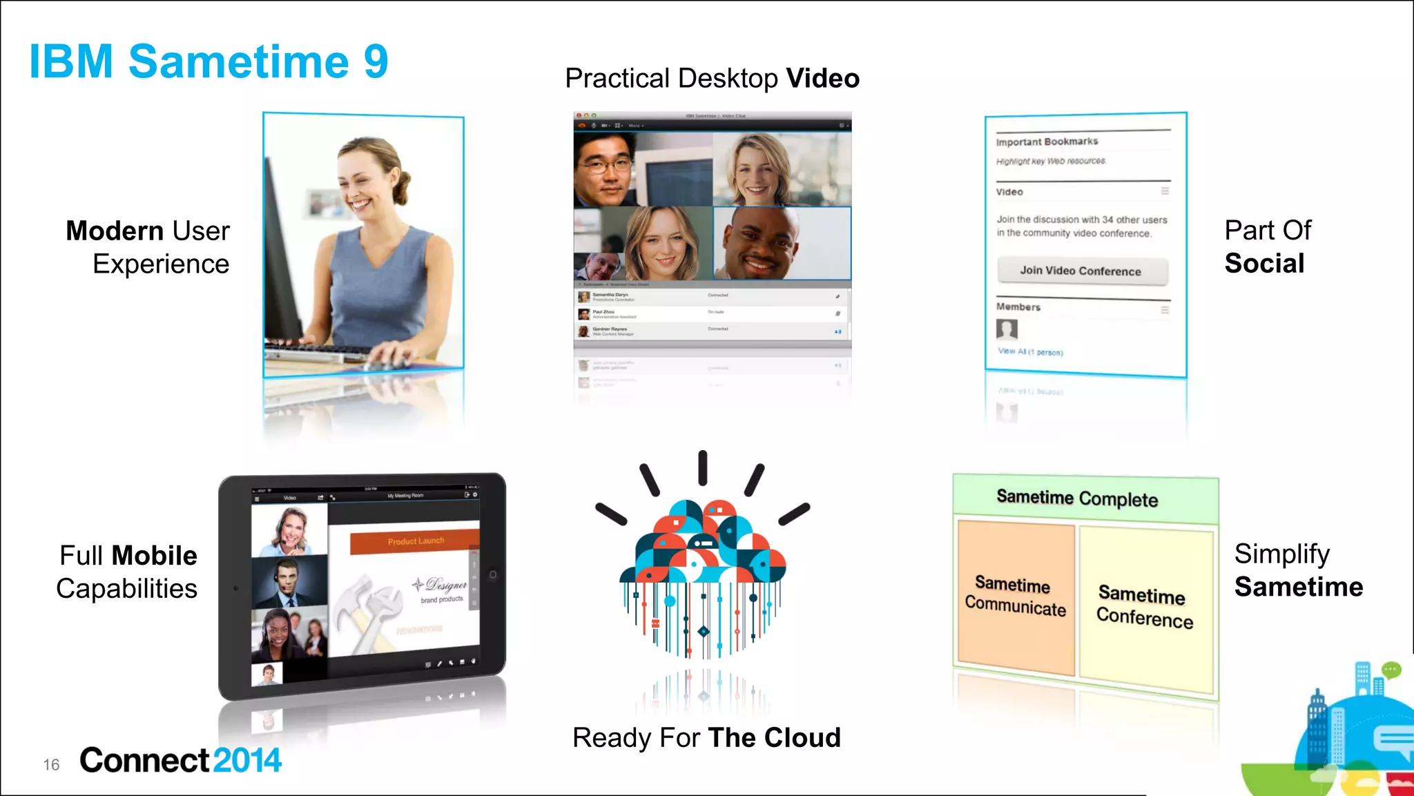 IBM Sametime 9

Practical Desktop Video

Part Of
Social

Modern User
Experience

Simplify
Sametime

Full Mobile
Capabilities

Ready For The Cloud
16

 
