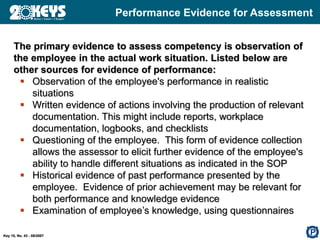 Performance Evidence Examples Key 15 - Skill Versatility and Cross Training (2007).ppt