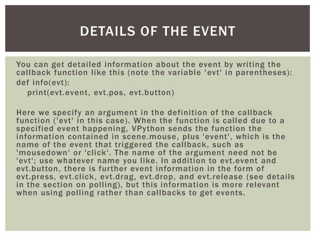 Keyboard and mouse events in python | PPT