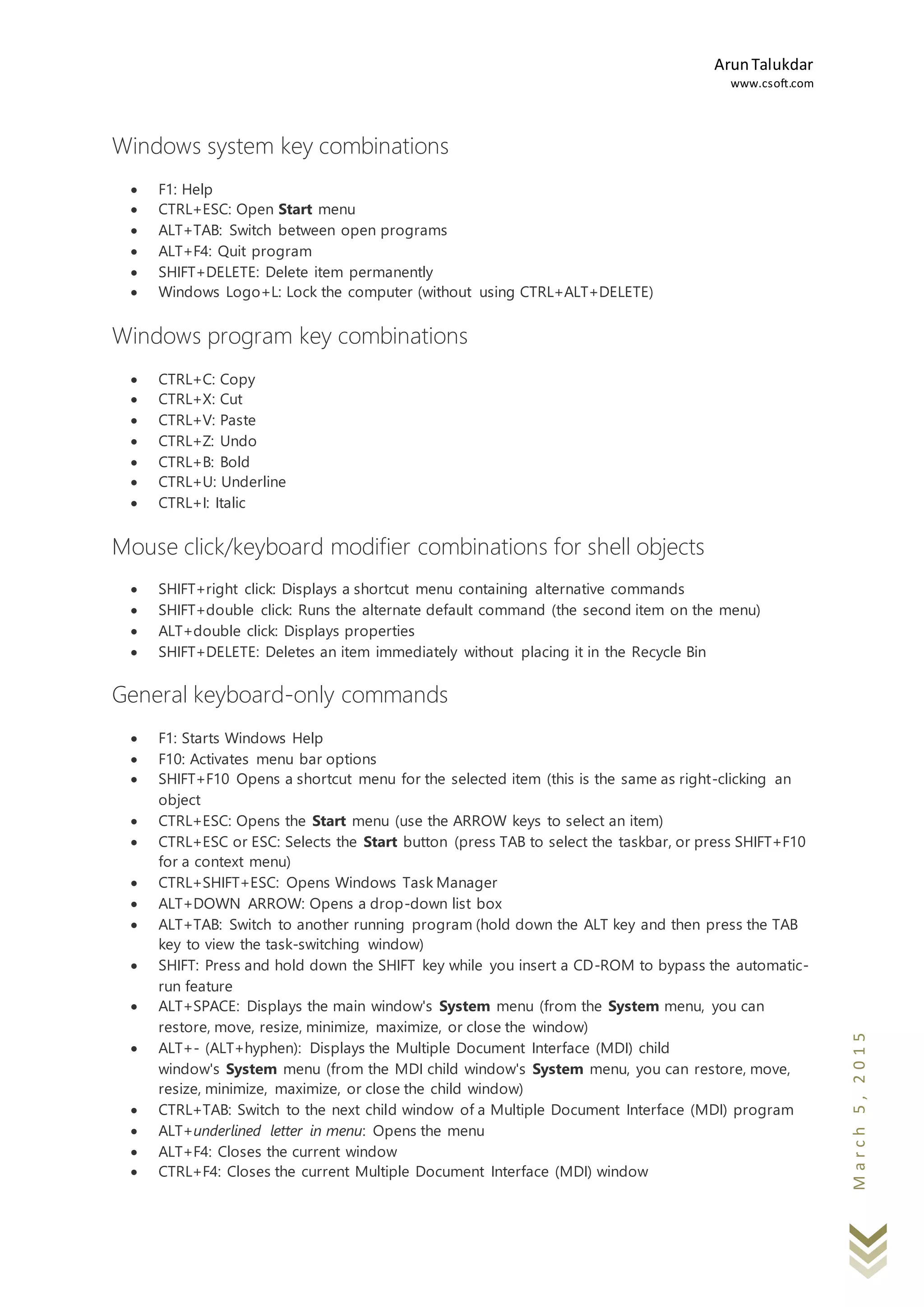Keyboard Shortcuts for Windows | DOCX