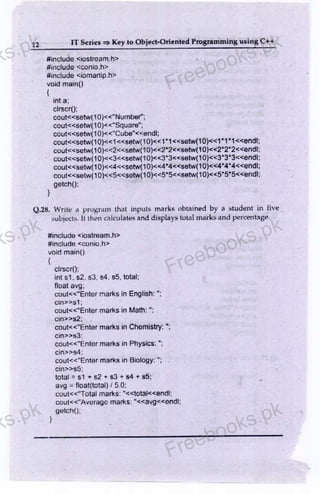 Key book to programming exercises of oop c++ (free books.pk) | PDF