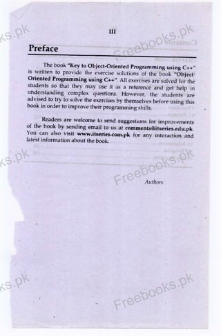 Key book to programming exercises of oop c++ (free books.pk) | PDF