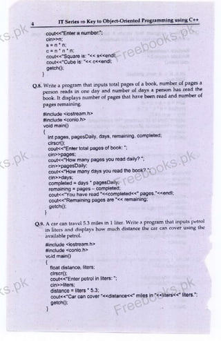 Key book to programming exercises of oop c++ (free books.pk) | PDF