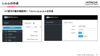 11
&copy; Hitachi, Ltd. 2022. All rights reserved.
レルムの作成
API認可の動作確認用に、「demo-api」レルムを作成
 