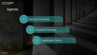 2
Conﬁdential
2
Agenda
Security Concepts
1
Keycloak Overview
2
Application Demo
3
 
