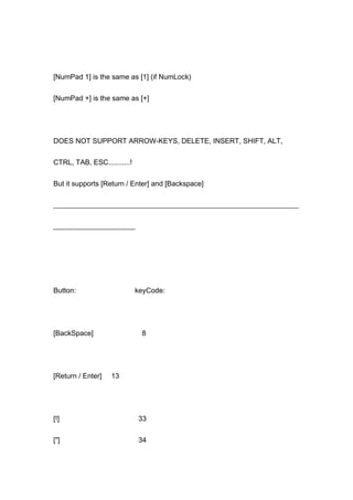 Key codes | DOCX