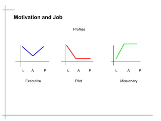Motivation and Job
Profiles
L A P L A P L A P
Executive Pilot Missionary
 