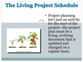 The Living Project Schedule
              • Project planning
                isn’t just an activity
                for th...