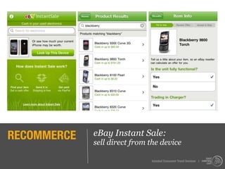 RECOMMERCE   eBay Instant Sale:
             sell direct from the device

                              Istanbul Consumer Trend Seminar |
 