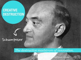 CREATIVE
DESTRUCTION	




Schumpeter
      The destructive maelstrom of innovation.
                                                                       trend
                                Istanbul Consumer Trend Seminar |   watching
                                                                        .com
 