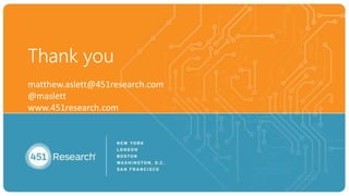 Copyright (C) 2016 451 Research LLC
Thank you
matthew.aslett@451research.com
@maslett
www.451research.com
 