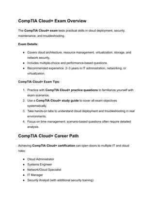 Key Differences Between CompTIA Cloud+ and AWS Certifications | PDF