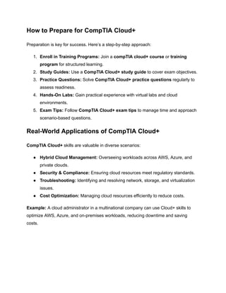 Key Differences Between CompTIA Cloud+ and AWS Certifications | PDF