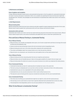 Key Differences Between Manual Testing and Automated Testing | PDF