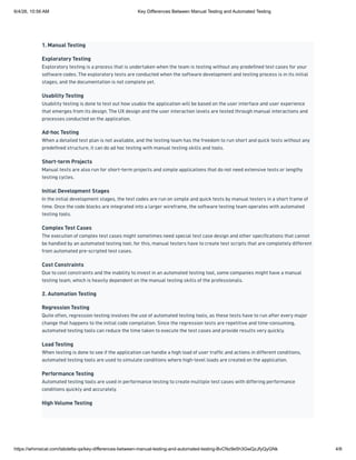 Key Differences Between Manual Testing and Automated Testing | PDF