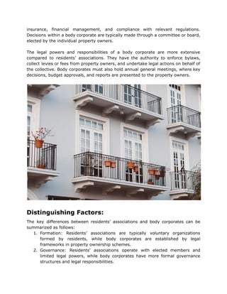 Image result for Key Differences Between Residents' Associations and Body Corporates.pdf