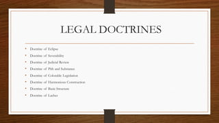 Comprehensive Overview of Key Doctrines in Constitutional Law and Their ...