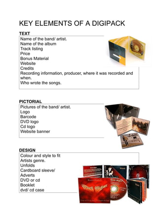 Digipack Product Development Key elements of a digipack | DOC