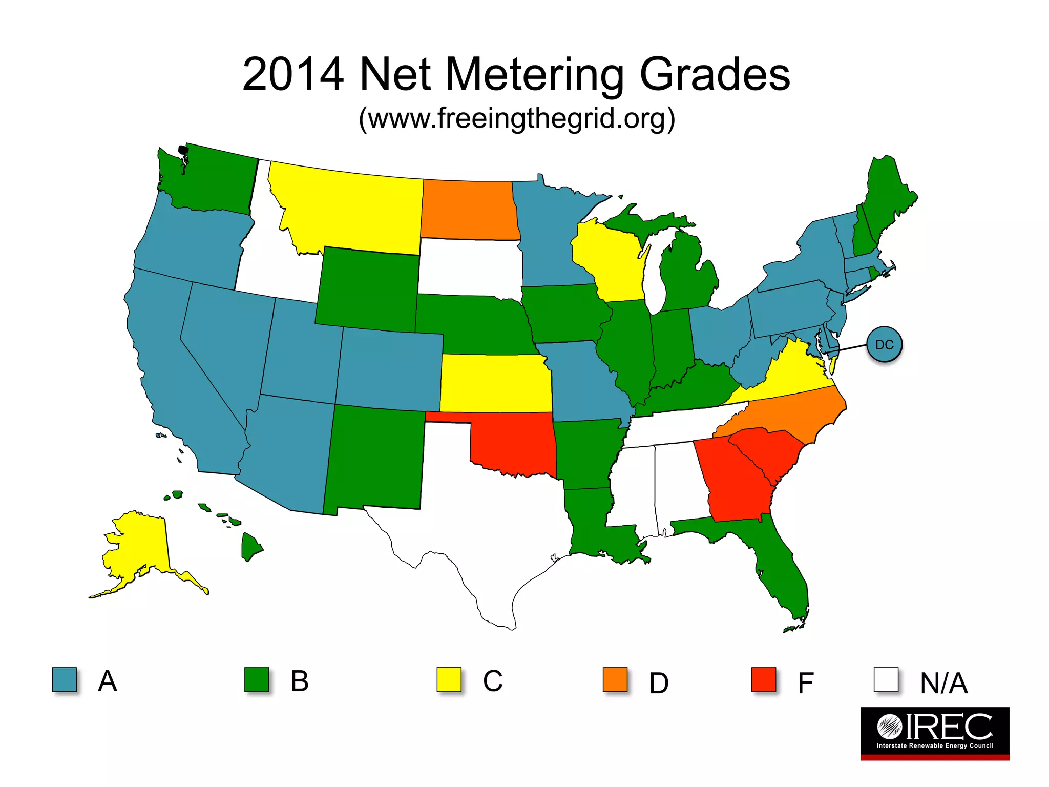 2014 Net Metering Grades 
(www.freeingthegrid.org) 
DC 
A B C D F N/A 
 