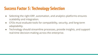 Key Factors in Finance Transformation Success | PDF
