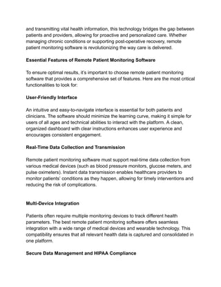 Key Features Every Remote Patient Monitoring Software Should Have | PDF