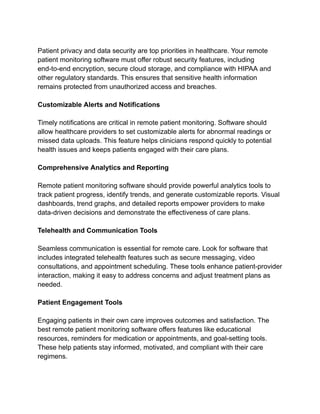 Key Features Every Remote Patient Monitoring Software Should Have | PDF