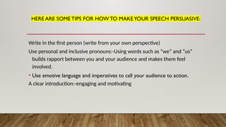 Key Features of a Speech OR A TALK PRESENTATION .pptx