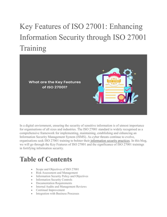 Key Features of ISO 27001 PDF Free Download