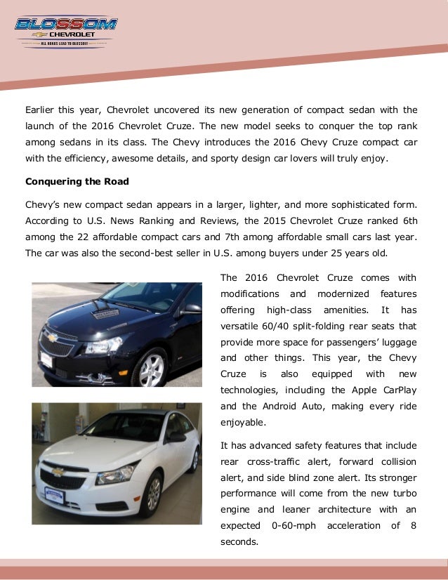 Key Features of the 2016 Chevrolet Cruze