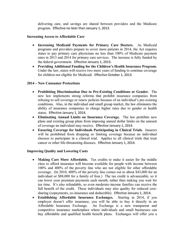 Key features of the affordable care act | PDF
