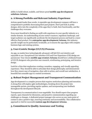 Key Features to Look for in Arizona App Development Services | PDF