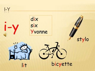 I-Y

            dix
i-y         six
            Yvonne
                                stylo



      lit            bicyette
 