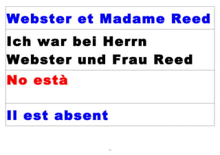 Webster et Madame Reed
Ich war bei Herrn
Webster und Frau Reed
No està

Il est absent

                57
 