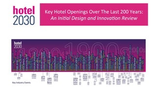 Key	
  Hotel	
  Openings	
  Over	
  The	
  Last	
  200	
  Years:	
  
An	
  Ini&al	
  Design	
  and	
  Innova&on	
  Review	
  
 