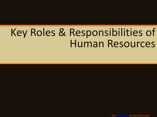 Key Roles & Responsibilities of
            Human Resources




                     Visit Creative HRM for more information.
 