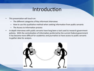 Key Informant Interviews with Federal Government Public Servants | PDF