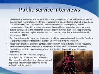 Key Informant Interviews with Federal Government Public Servants | PDF
