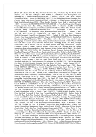 (Parent ISC : Goa): office No. 503, Buildmore Business Park, New Canca By Pass Road, Ximer,
Mapusa, Goa - 403 507. • Margao: CAMS SERVICE CENTER,F4-Classic Heritage,Near Axis
Bank,Opp.BPS Club,Pajifond,Margao,Goa-403601 • Mathura: 159/160 Vikas Bazar Mathura
Uttarpradesh-281001 • Meerut: CAMS SERVICE CENTER,No.108 Ist Floor,Shivam Plaza,Opp: Eves
Cinema, Hapur Road,Meerut,Uttarpradesh,250002 • Mehsana: 1st Floor,Subhadra ComplexUrban
Bank RoadMehsana,Gujarat,384002 • Moga: Gandhi Road,Opp Union Bank of India,Moga,Punjab
142001 • Moradabad: CAMS SERVICE CENTER,No.H 21-22, Ist Floor,Ram Ganga Vihar,Shopping
Complex,Opposite Sale Tax Office, Moradabad-244001 • Mumbai: CAMS SERVICE
CENTER,Rajabahdur Compound,Ground Floor,Opp Allahabad Bank, Behind ICICI Bank30, Mumbai
Samachar Marg, FortMumbai,Maharashtra,400023 • Muzaffarpur: CAMS SERVICE
CENTER,Brahman Toli,Durgasthan Gola Road,Muzaffarpur,Bihar,842001 • Mysore: CAMS
SERVICE CENTER,No.1,1st Floor,CH.26 7th Main, 5th Cross (Above Trishakthi
Medicals),Saraswati Puram,Mysore,Karnataka,570009 • Nadiad: F 134, First Floor,Ghantakarna
Complex Gunj Bazar,Nadiad,Gujarat,387001 • Nagpur: CAMS SERVICE CENTER,145 ,Lendra,New
Ramdaspeth,Nagpur,Maharashtra,440010 • Namakkal: 156A / 1, First Floor, Lakshmi Vilas
BuildingOpp. To District Registrar Office, Trichy Road,Namakkal,Tamilnadu 637001 • Nasik: CAMS
SERVICE CENTER,1st Floor,"Shraddha Niketan",Tilak Wadi,Opp Hotel City Pride,Sharanpur
Road,Nasik-422002 • Navsari: 214-215, 2nd Floor, Shivani Park, Opp. Shankheswar Complex,
Kaliawadi, Navsari - 396445, Gujarat • Nellore: CAMS SERVICE CENTER,No.9/756, I Floor,
Immadisetty Towers,Ranganayakulapet Road, Santhapet,Nellore,AndhraPradesh,524001 • New Delhi:
CAMS SERVICE CENTER,7-E, 4th Floor,Deen Dayaal Research Institute,Building Swami
Ram,Tirath Nagar,Near Videocon Tower Jhandewalan Extension,New Delhi,NewDelhi,110055 • New
Delhi-CC: Flat no.512, Narian Manzil, 23 Barakhamba Road Connaught Place,NewDelhi,110001 •
Noida: CAMS SERVICE CENTER,E-3,Ground Floor,Sector 3,Near Fresh Food factory,Noida-
201301 • Palakkad: 10 / 688, Sreedevi Residency,Mettupalayam Street,Palakkad,Kerala,678001 •
Palanpur: CAMS SERVICE CENTER,Gopal Trade center,Shop No.13-14,3Rd Floor,Nr.BK
Mercantile bank,Opp.Old Gunj,Palanpur-385001 • Panipat: CAMS SERVICE CENTER,SCO 83-84,
First Floor, Devi Lal Shopping Complex, Opp RBL Bank, G.T.Road , Panipat, Haryana, 132103 •
Patiala: CAMS SERVICE CENTRE,No.35 New Lal Bagh,Opp.Polo Ground,Patiala-147001 • Patna:
CAMS SERVICE CENTER,G-3, Ground Floor,OM Complex,Near Saket Tower, SP Verma
Road,Patna,Bihar,800001 • Pitampura: CAMS SERVICE CENTER,Aggarwal Cyber Plaza-
II,Commercial Unit No-371,3rd Floor,Plot No C-7,Netaji Subhash Palace,Pitampura-110034 •
Pondicherry: CAMS SERVICE CENTER,No.S-8, 100,Jawaharlal Nehru Street(New Complex, Opp.
Indian Coffee House),Pondicherry,Pondicherry,605001 • Pune: CAMS SERVICE CENTER,Vartak
Pride,1st Floor,Survey No.46,City Survey No.1477,Hingne budruk,D.P.Road,Behind Dinanath
mangeshkar Hospital,Karvenagar,Pune-411052 • Rae Bareli: 17, Anand Nagar Complex Opposite
Moti Lal Nehru Stadium SAI Hostel Jail Road Rae Bareilly Uttar pradesh -229001 • Raipur: CAMS
SERVICE CENTER,HIG,C-23 Sector - 1Devendra Nagar,Raipur,Chattisgarh,492004 • Rajahmundry:
CAMS SERVICE CENTER,Door No: 6-2-12, 1st Floor,Rajeswari Nilayam,Near Vamsikrishna
Hospital,Nyapathi Vari Street, T Nagar,Rajahmundry,AndhraPradesh,533101 • Rajapalayam: No 59
A/1, Railway Feeder Road(Near Railway Station)RajapalayamTamilnadu626117 • Rajkot: CAMS
SERVICE CENTER,Office 207 - 210, Everest BuildingHarihar ChowkOpp Shastri Maidan,Limda
Chowk,Rajkot,Gujarat,360001 • Ranchi: CAMS SERVICE CENTER,No.4,HB RoadNo: 206,2nd
Floor Shri Lok ComplexH B Road Near Firayalal,Ranchi,Jharkhand,834001 • Ratlam: Dafria &
Co,No.18, Ram Bagh, Near Scholar's School,Ratlam, MadhyaPradesh 457001 • Ratnagiri: Orchid
Tower, Ground Floor, Gala No 06, S.V.No.301/Paiki 1/2, Nachane Munciple Aat, ArogyaMandir,
Nachane Link Road, Ratnagiri, Maharashtra - 415 612 • Rohtak: CAMS SERVICE CENTRE,SCO
06,Ground Floor,MR Complex,Near Sonipat Stand Delhi Road,Rohtak-124001 • Roorkee: 22, Civil
Lines, Ground Floor,Hotel Krish Residency,Roorkee,Uttarakhand 247667 • Rourkela: CAMS
SERVICE CENTRE,2nd Floor,J B S Market Complex,Udit Nagar,Rourkela-769012 • Sagar: Opp.
Somani Automobile,s Bhagwanganj Sagar, MadhyaPradesh 470002 • Saharanpur: I Floor, Krishna
ComplexOpp. Hathi GateCourt Road,Saharanpur,Uttarpradesh,247001 • Salem: No.2, I Floor
Vivekananda Street,New Fairlands,Salem,Tamilnadu,636016 • Sambalpur: C/o Raj Tibrewal &
AssociatesOpp.Town High School,Sansarak Sambalpur,Orissa,768001 • Sangli: Jiveshwar Krupa
BldgShop. NO.2, Ground Floor,Tilak ChowkHarbhat Road,Sangli,Maharashtra-416416 • Satara: 117 /
A / 3 / 22, Shukrawar Peth,Sargam Apartment,Satara,Maharashtra,415002 • Shahjahanpur: Bijlipura,
Near Old Distt Hospital, Jail Road ,Shahjahanpur Uttarpradesh-242001 • Shillong: 3rd FloorRPG
Complex,Keating Road,Shillong,Meghalaya,793001 • Shimla: I Floor, Opp. Panchayat Bhawan Main
gateBus stand,Shimla,HimachalPradesh,171001 • Shimoga: No.65 1st FloorKishnappa Compound1st
Cross, Hosmane Extn,Shimoga,Karnataka,577201 • Siliguri: CAMS SERVICE CENTER,No.78,Haren
 